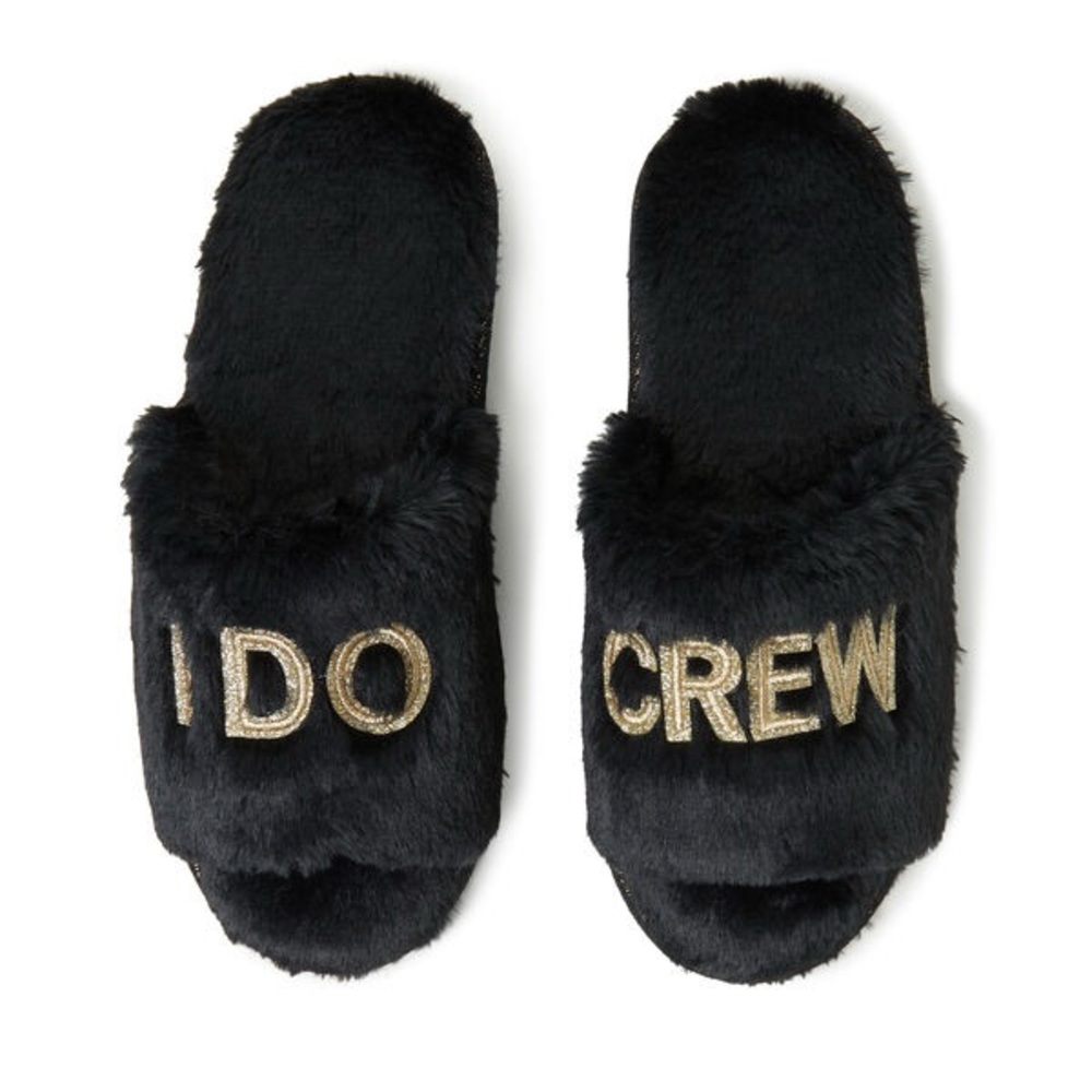 Dearfoams I Do Crew Fuzzy Slippers Size M/L